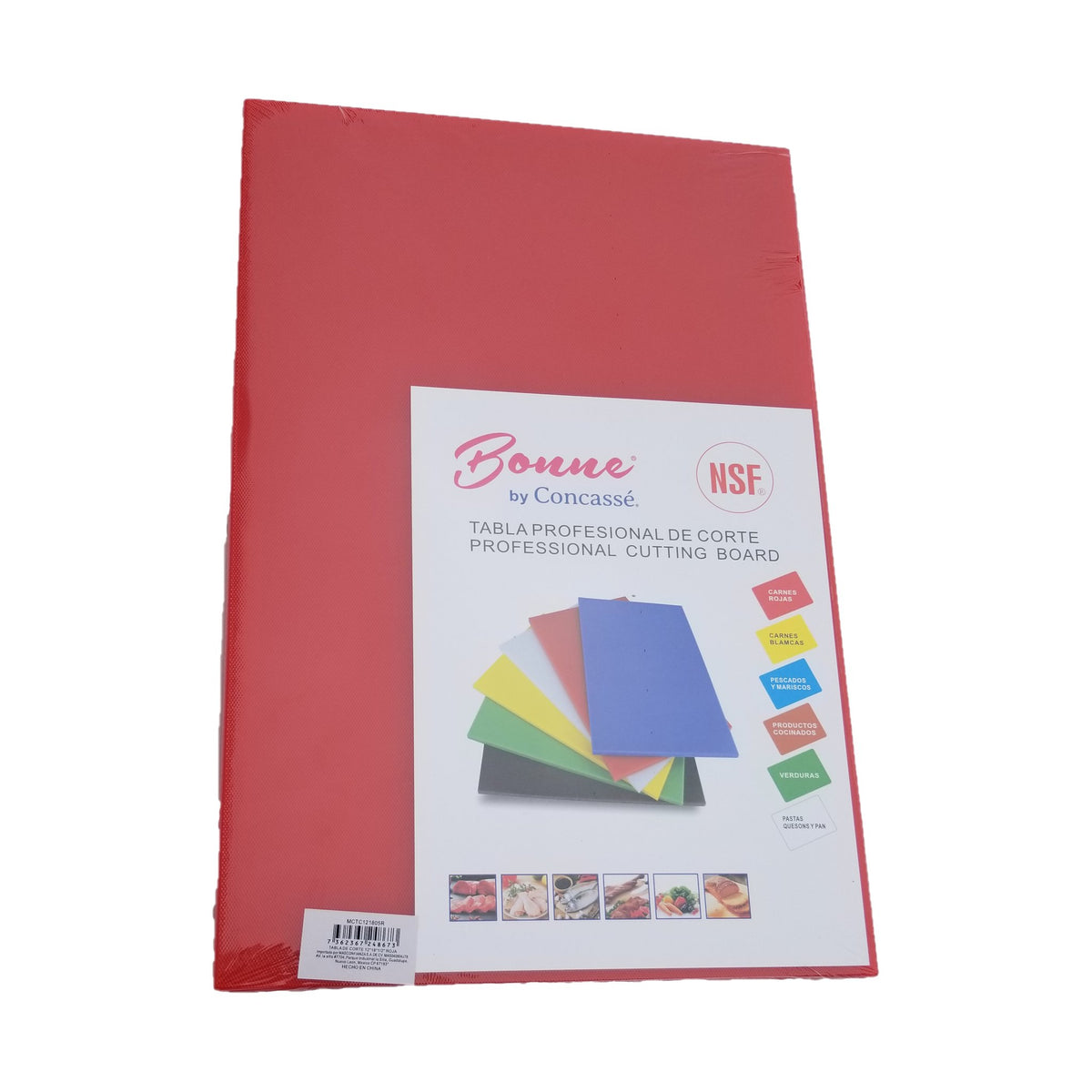 Tabla de Corte de Polipropileno Concassé 12" x 18" x 1/2" Rojo #Color_Rojo
