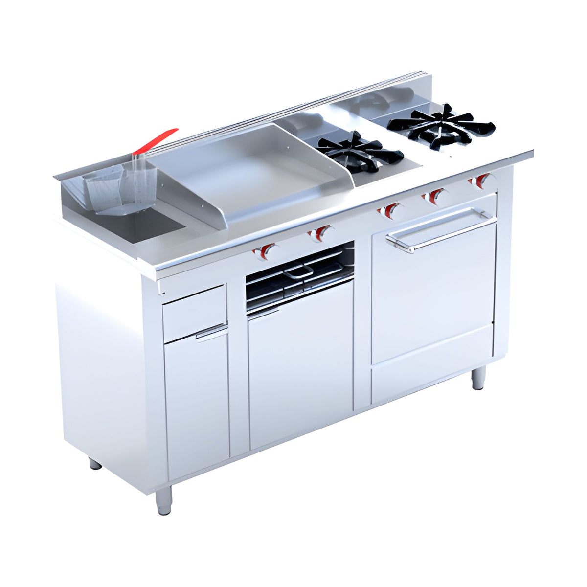 Estufa 2 Quemadores con Freidora, Plancha y Horno Coriat Multichef Petit de Piso · vista 2