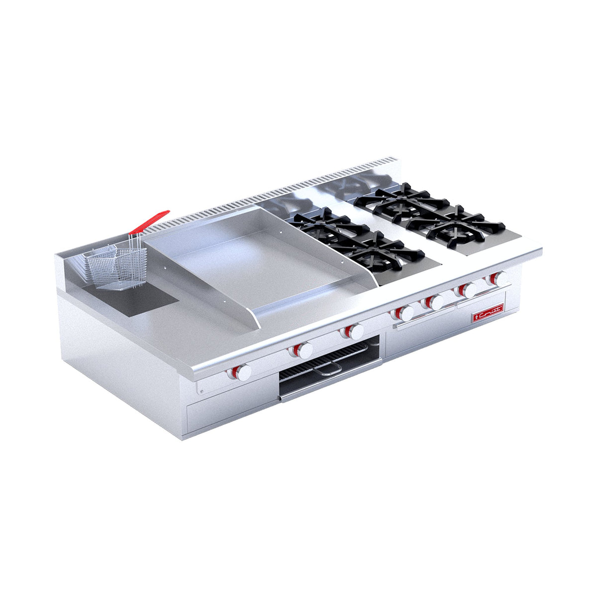 Estufa 4 Quemadores con Freidora y Plancha Coriat Multichef Máster de Mesa