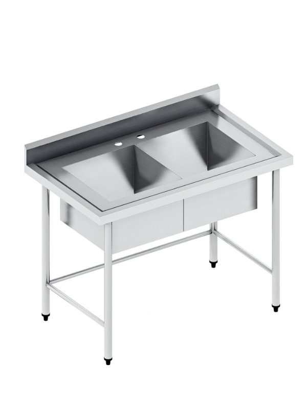 Tarja Doble de Acero Inoxidable (180x70 x 90 cm) TD-2