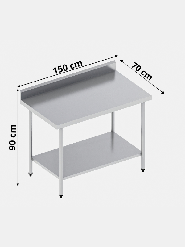 Mesa de Trabajo en Acero Inoxidable (150x70 x 90 cm) MT-3