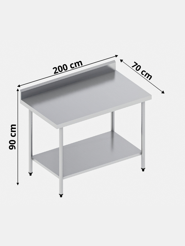 Mesa de Trabajo en Acero Inoxidable (200x70 x 90 cm) MT-4