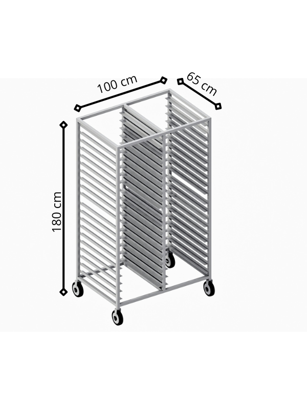 Carro Espiguero Para Charolas Doble (100x65 x 180 cm) P-2