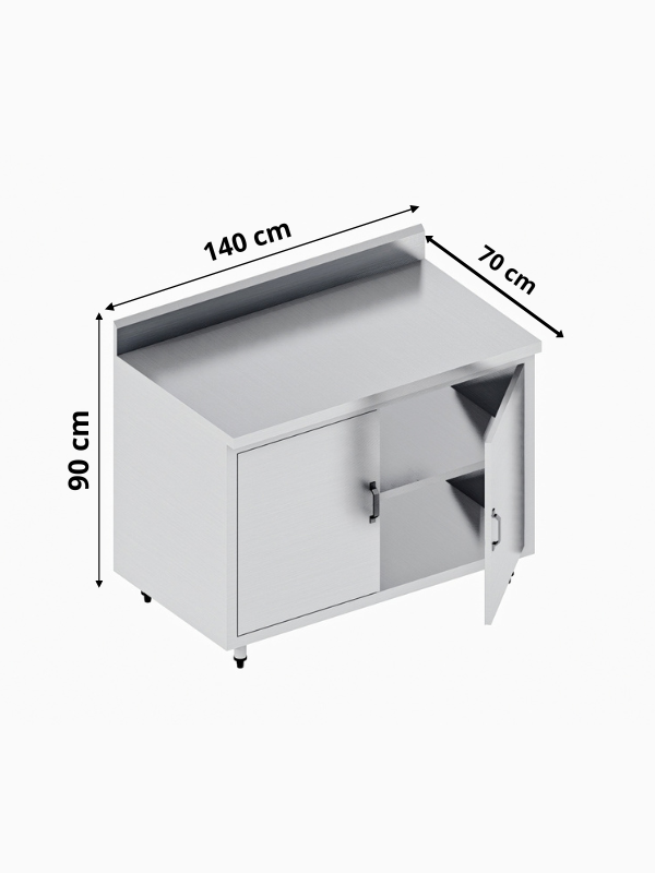 Gabinete Cerrado de Acero Inoxidable (140x70 x 90 cm) GC-2