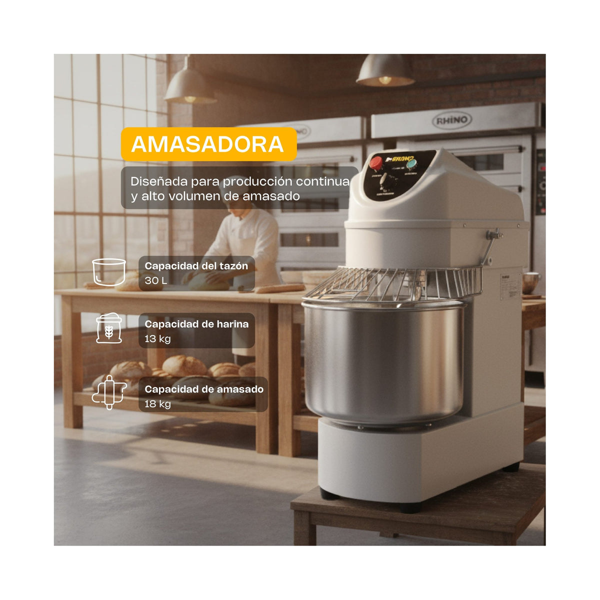 Amasadora 30 L Rhino AMASA-30 · vista 2