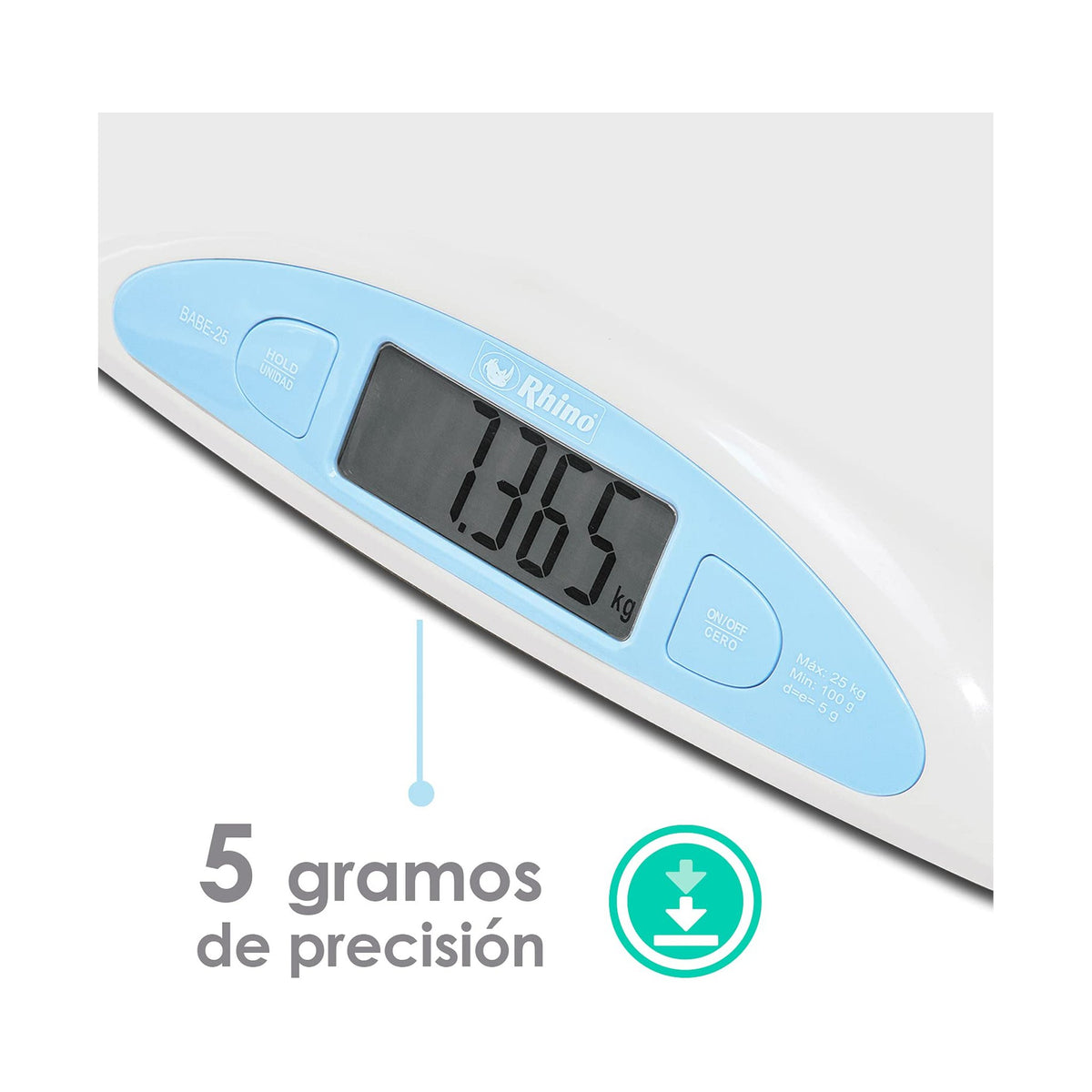 Báscula Electrónica para Bebés 25 kg Rhino BABE-25 · vista 4