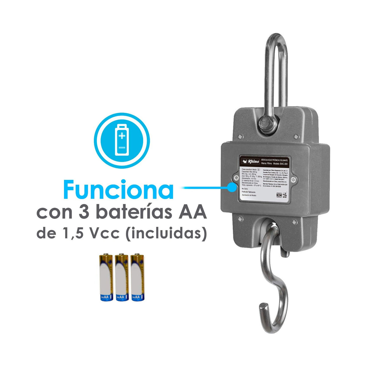 Báscula Electrónica Colgante 300 kg Rhino BAC-300 · vista 4