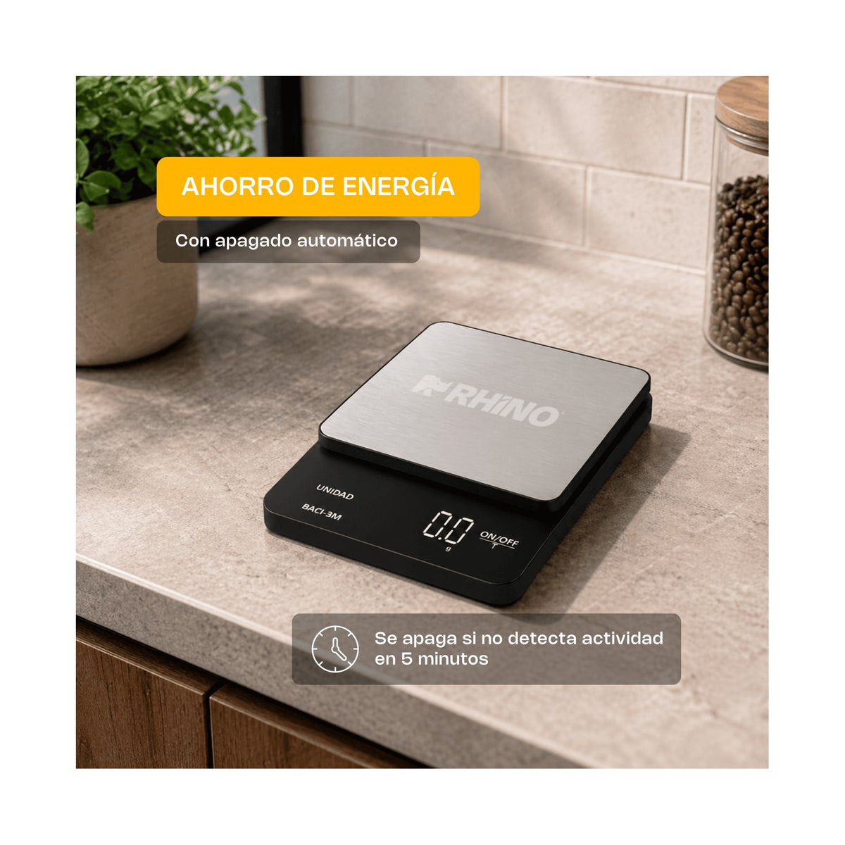 Báscula Digital de Precisión de 0.1 g con Capacidad de 3 kg Rhino BACI-3M · vista 3