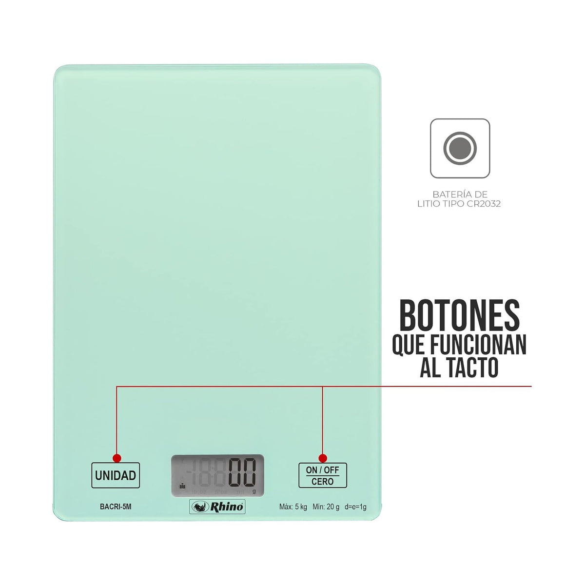 Báscula de Cocina 5 kg Rhino BACRI-5M · vista 2