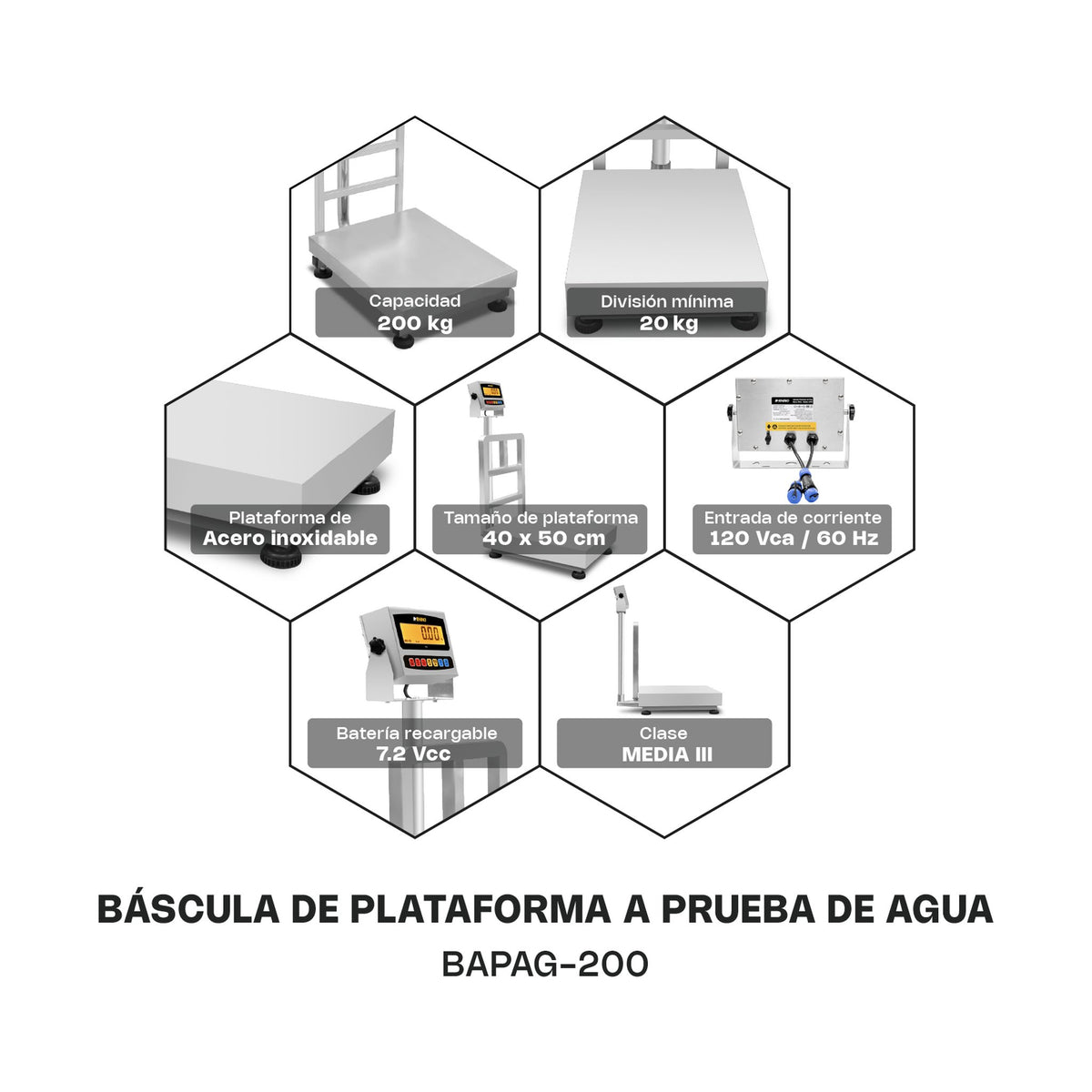 Báscula de Plataforma a Prueba de Agua 200 kg Rhino BAPAG-200 · vista 4