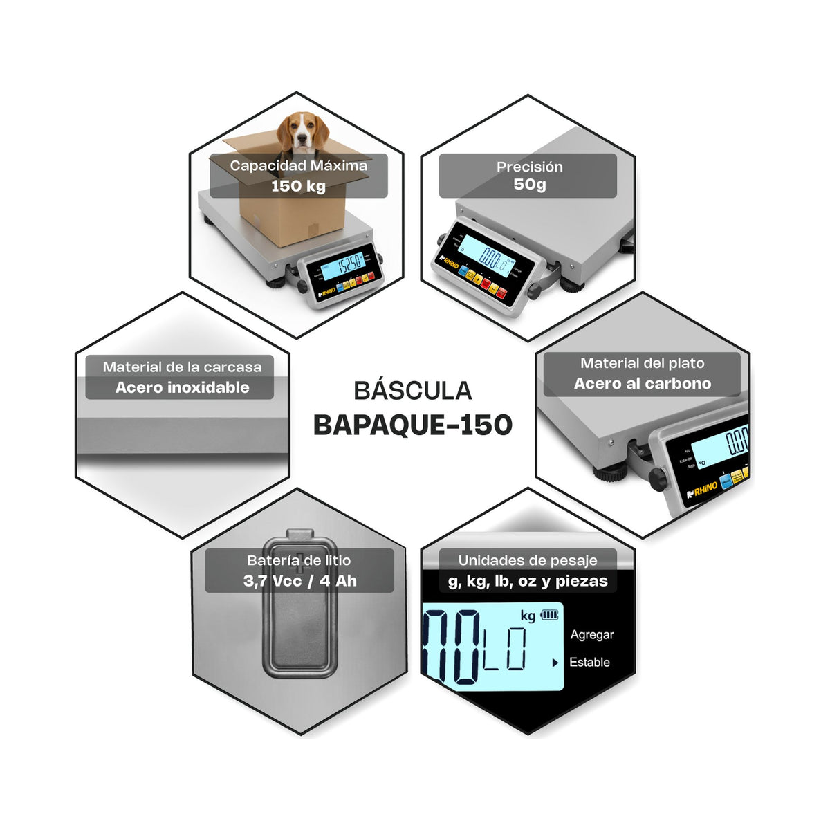 Báscula de Paquetería 150 kg Rhino BAPAQUE-150 · vista 4