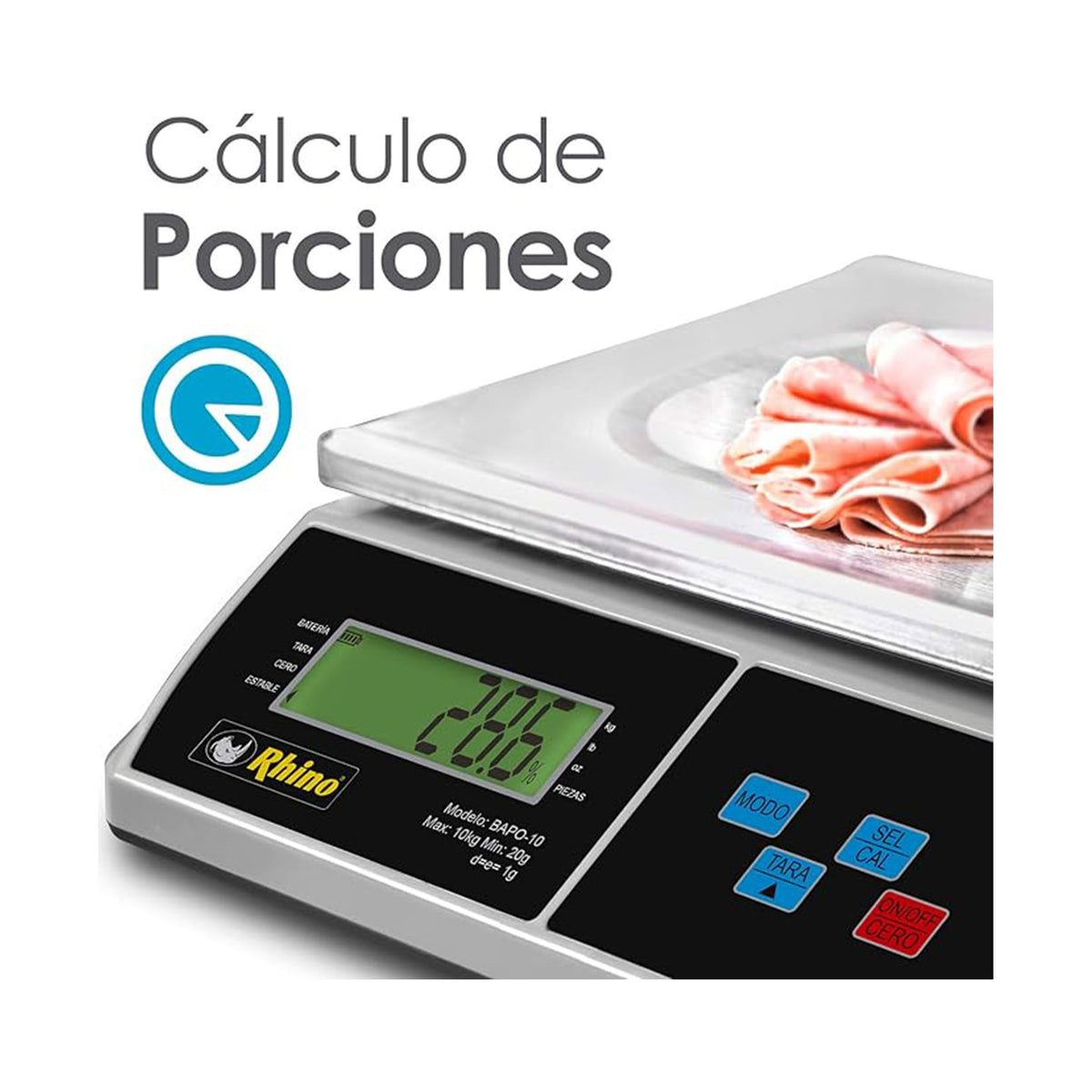 Báscula Electrónica Porcionadora 10 kg Rhino BAPO-10 · vista 4