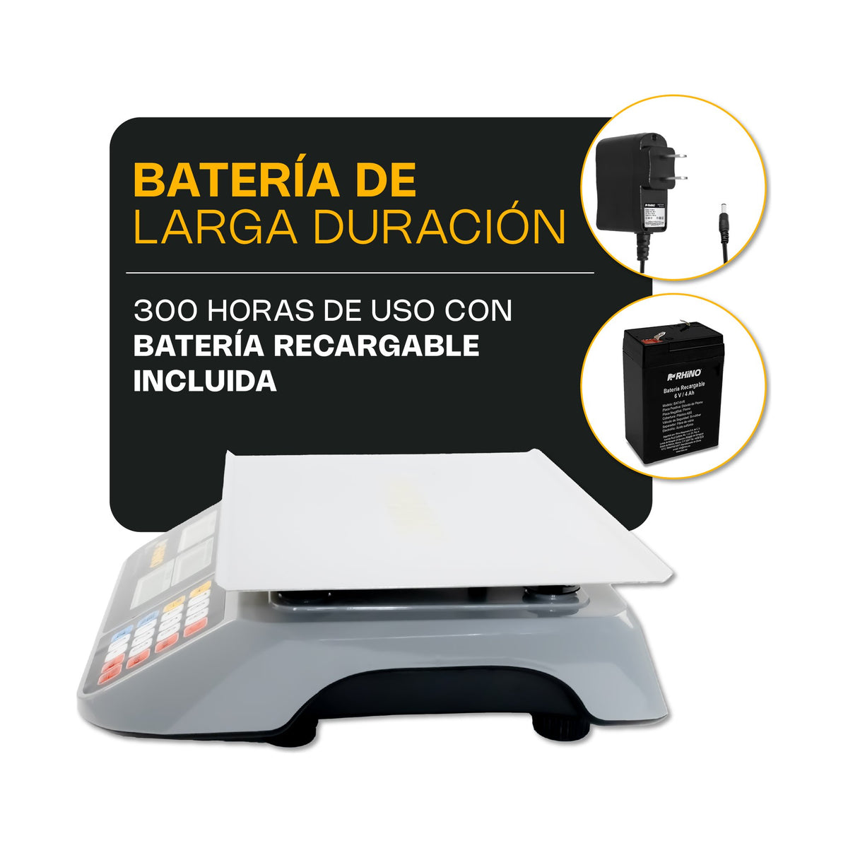 Báscula Electrónica Multifunciones con Puerto USB 60 kg Rhino BAR-10 · vista 4