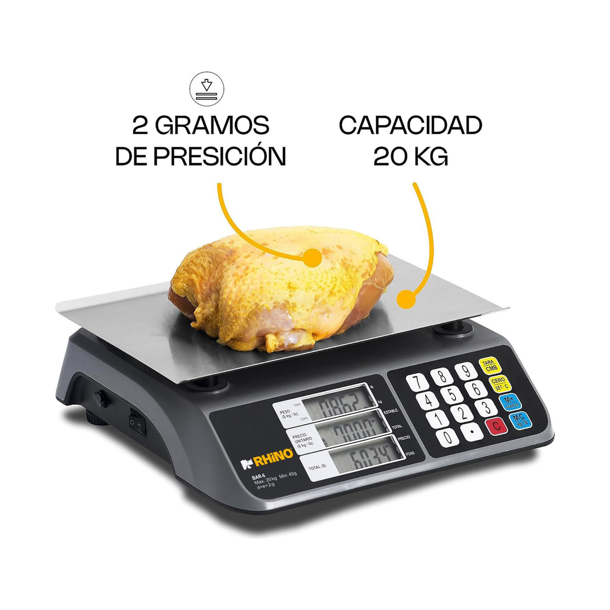 Báscula Electrónica Multifunciones 20 kg Rhino BAR-6 · vista 2
