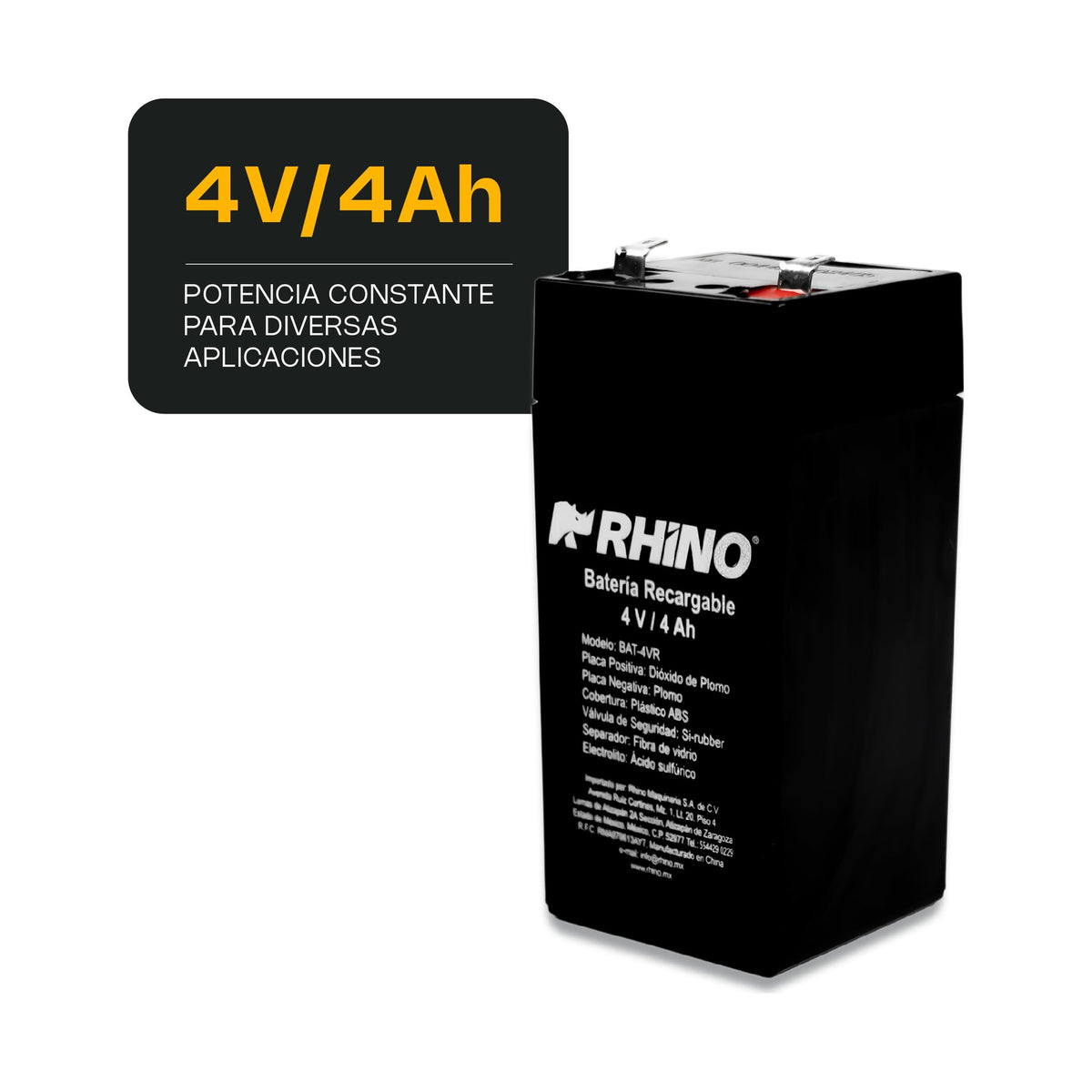 Batería Recargable 4V Rhino BAT-4VR · vista 2