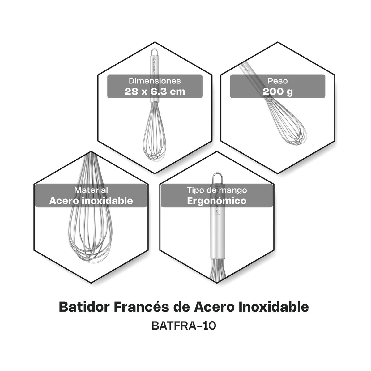 Batidor Francés de Acero Inoxidable Caledonia · 10" · vista 4