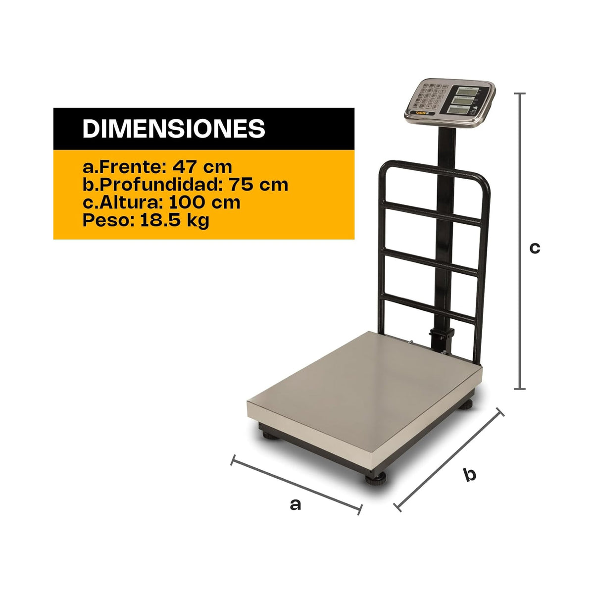 Báscula de Plataforma Inoxidable Plegable 500 kg Rhino BP-500 · vista 3