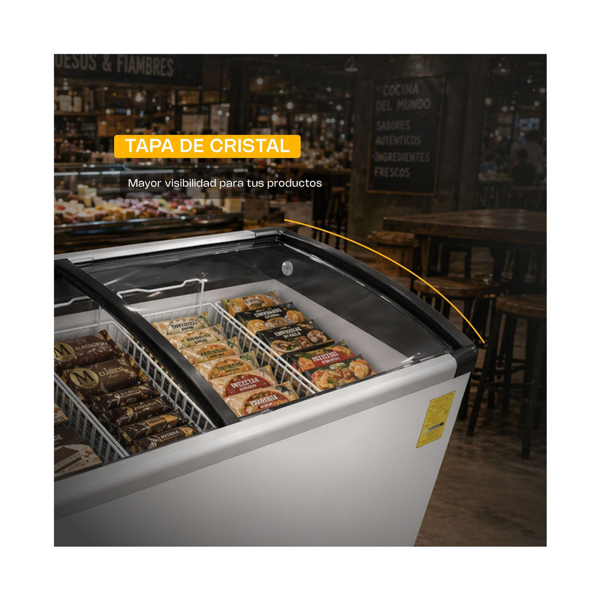 Congelador Tapa de Cristal Curvo 10 pies Rhino CONGECRI-10C · vista 3