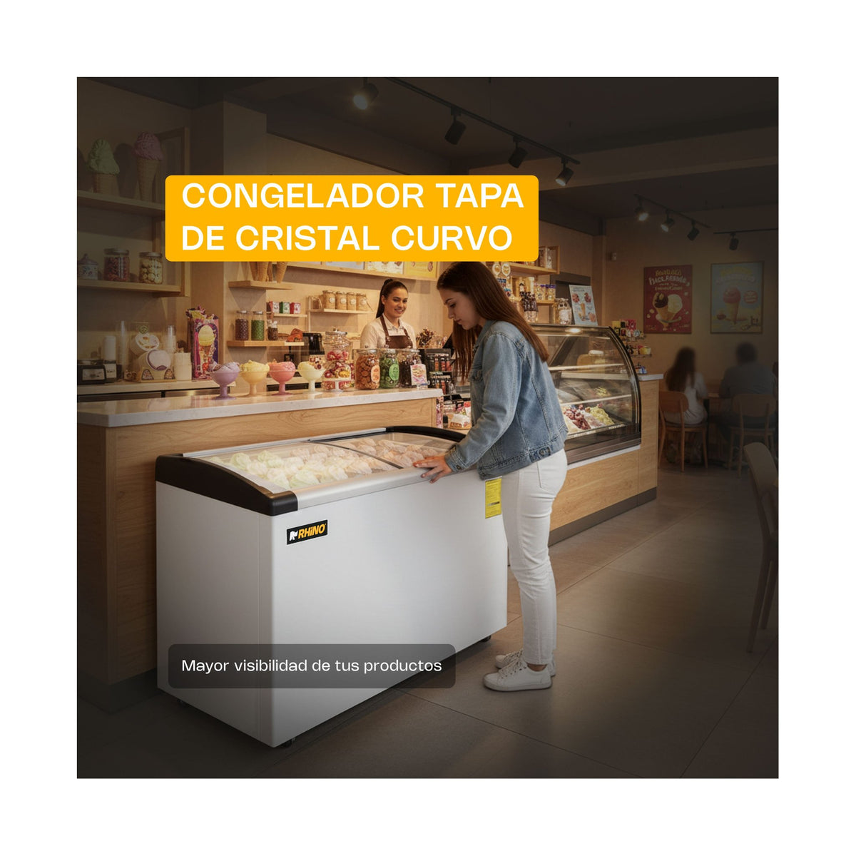 Congelador Tapa de Cristal Curvo 7 pies Rhino CONGECRI-7C · vista 3