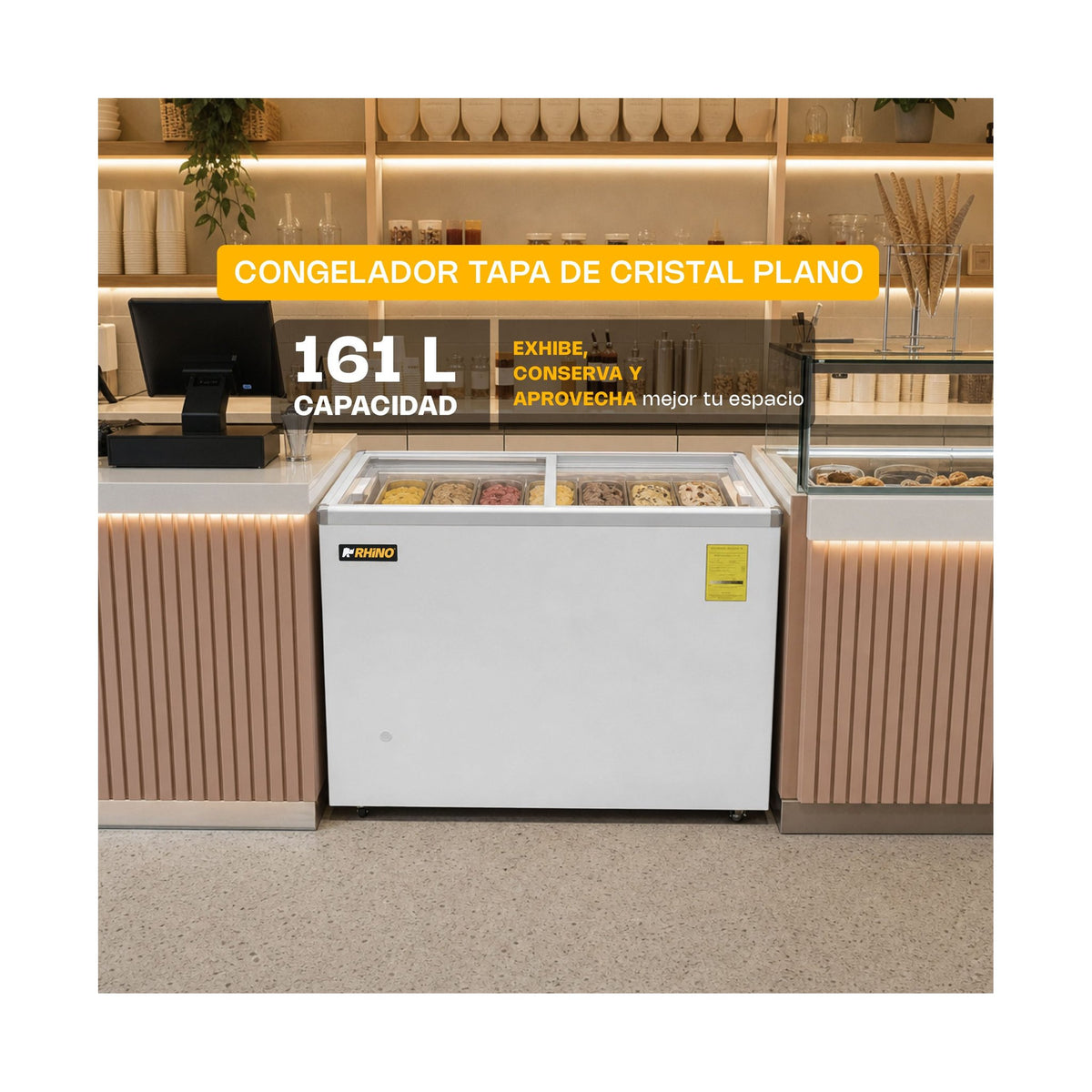Congelador Tapa de Cristal Plano Rhino CONGECRI-7P · vista 2