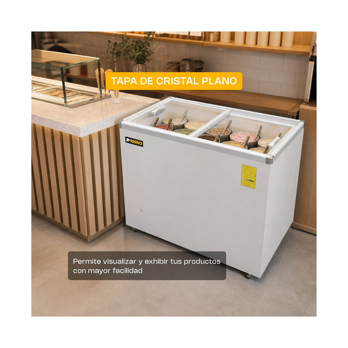 Congelador Tapa de Cristal Plano Rhino CONGECRI-7P · vista 3