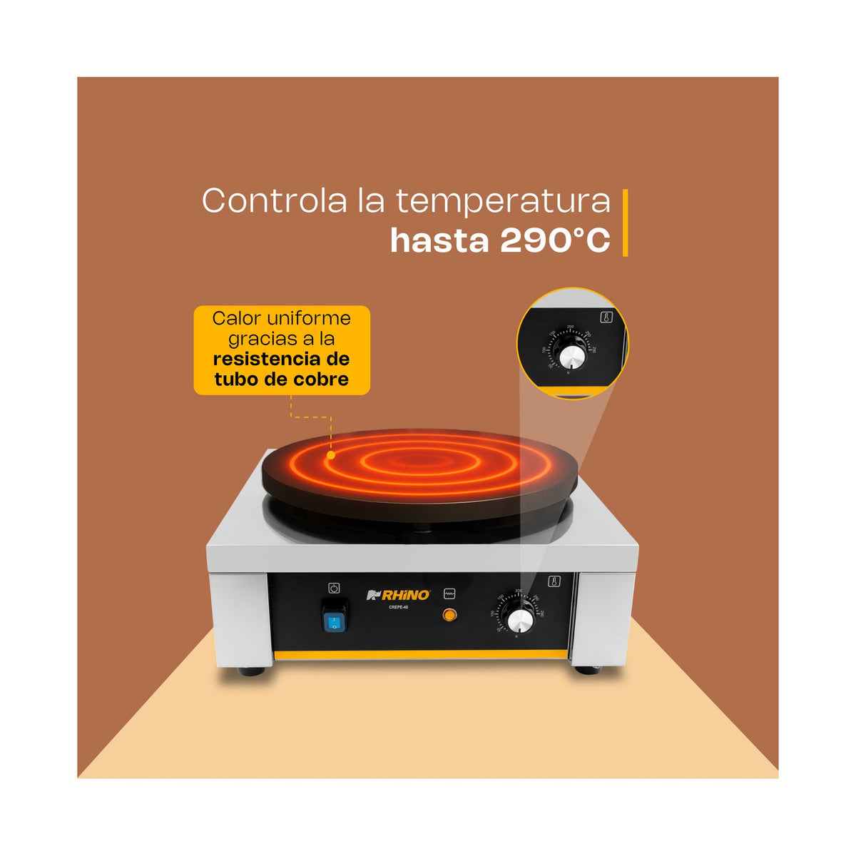 Crepera Eléctrica 2,000 W Rhino CREPE-40 · vista 3