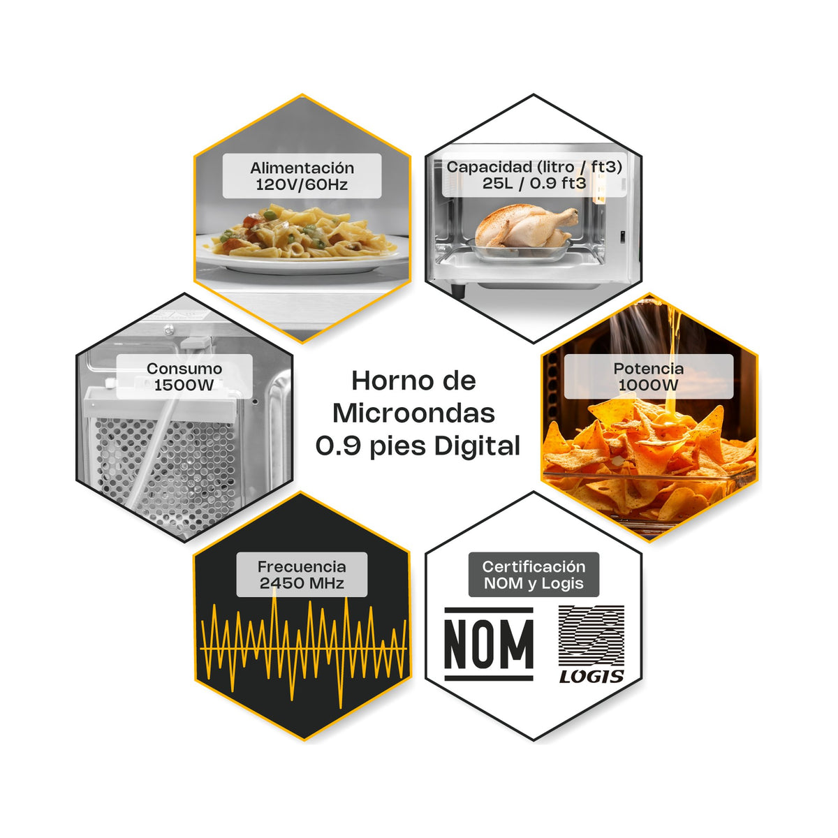 Horno de Microondas Digital 0.9 pies Rhino HOMIC-09D · vista 4