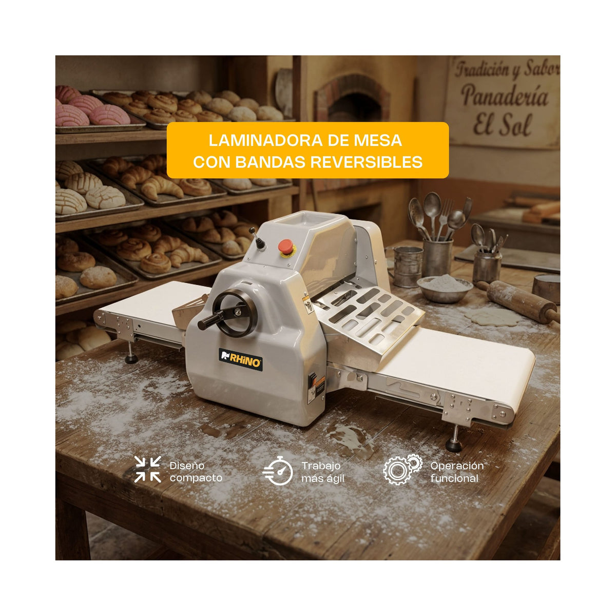 Laminadora de Mesa con Bandas Reversible Rhino LAMBA-169M · vista 3