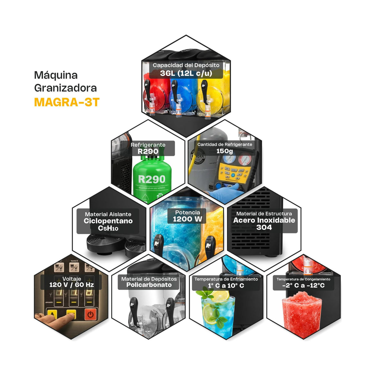 Máquina Granizadora 36 L Rhino MAGRA-3T · vista 4