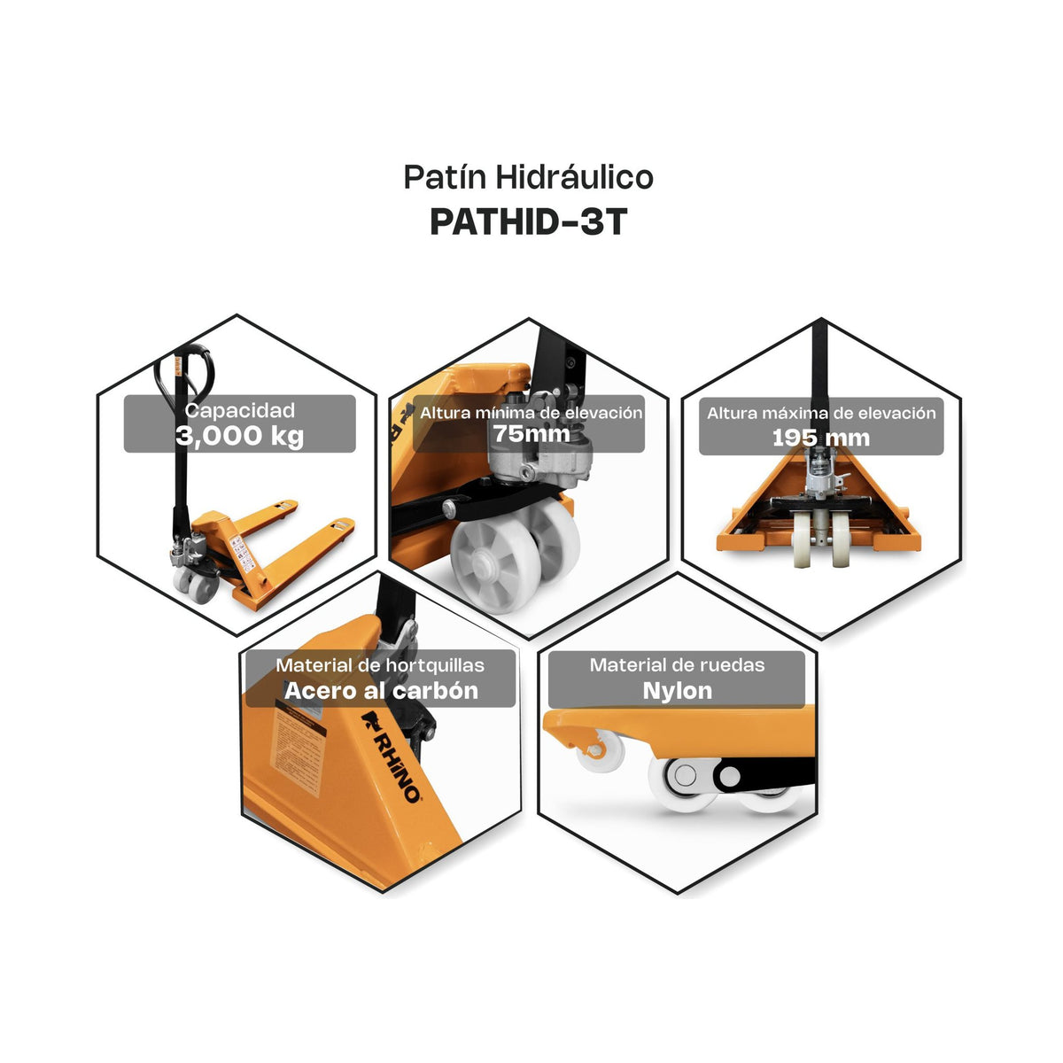 Patín Hidráulico 3 t Rhino PATHID-3T · vista 4