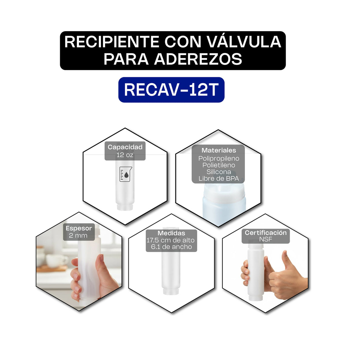 Recipiente para Aderezo con Válvula Caledonia · 12 oz · vista 4