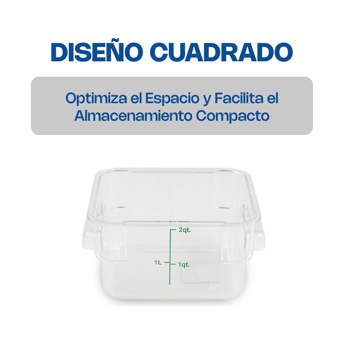 Recipiente de Policarbonato Graduado Cuadrado Caledonia · 2 qt · vista 3