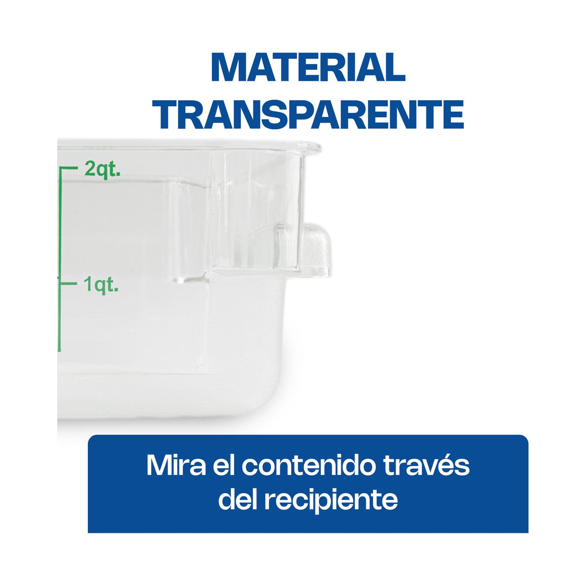 Recipiente de Policarbonato Graduado Cuadrado Caledonia · 2 qt · vista 4