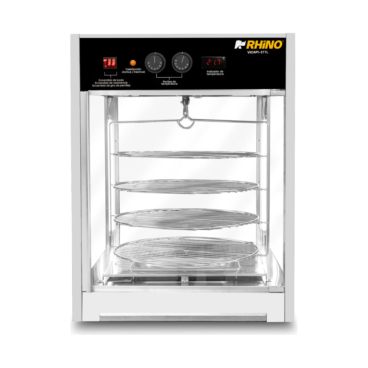 Vitrina Calentadora de Pizza 177L Rhino VICAPI-177L · vista 3
