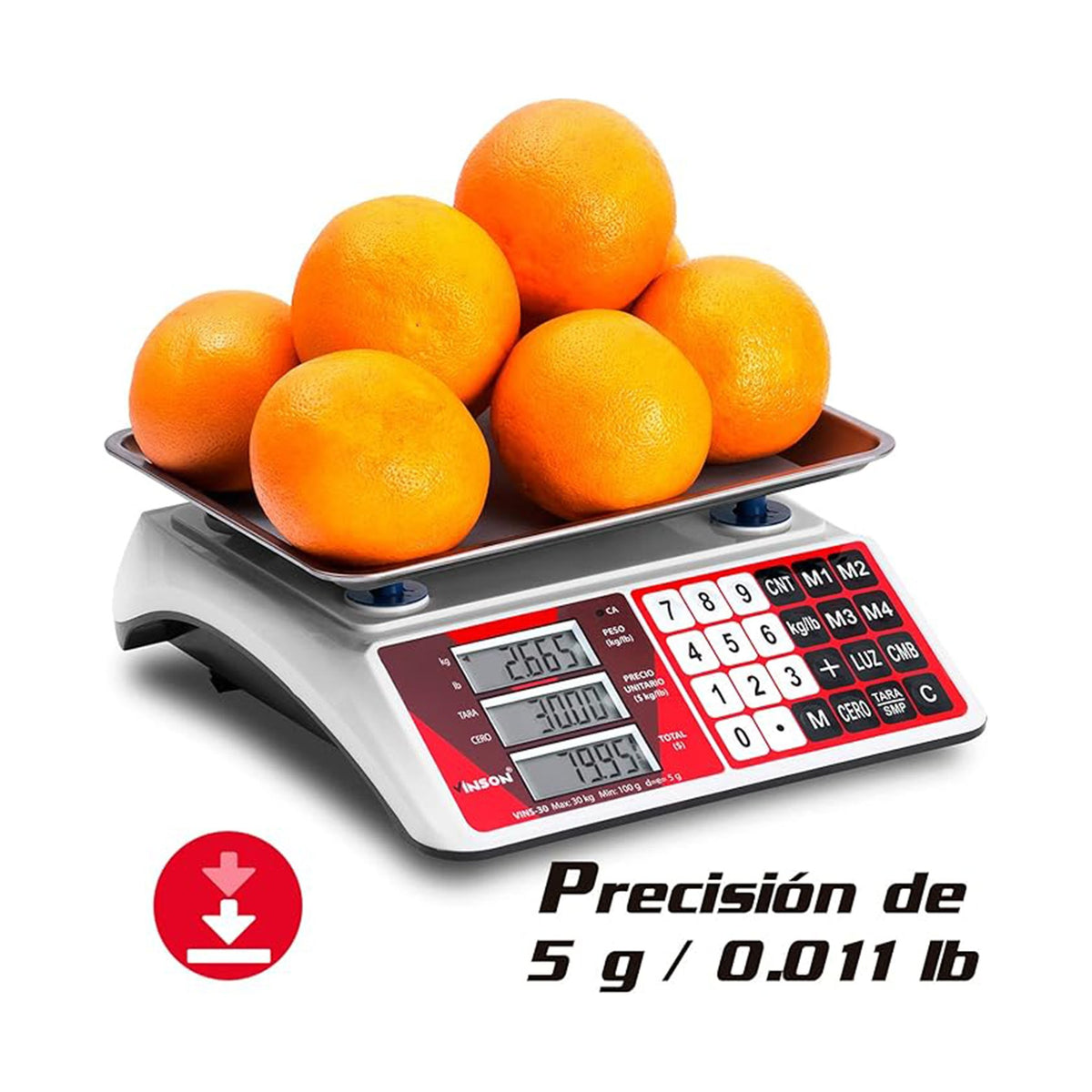 Báscula Electrónica Multifunciones 30 kg Vinson VINS-30 · vista 4