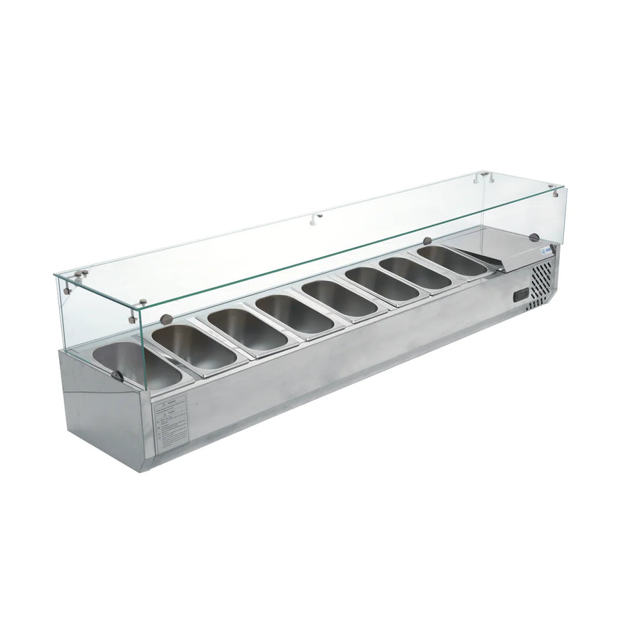 RT-1800L VITRINA REFRIGERADA PARA ENSALADAS Y PIZZAS SOBRE MESA DE 180 CM DE FRENTE