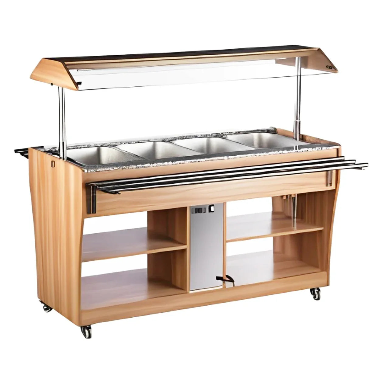 RTR-1490L MIGSA MESA BUFFETERA CALIENTE MÓVIL DE 4 INSERTOS ENTEROS