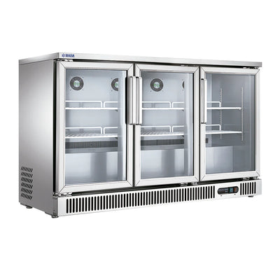 SG380 MIGSA REFRIGERADOR CONTRABARRA DE 3 PUERTAS DE CRISTAL DE 380 L