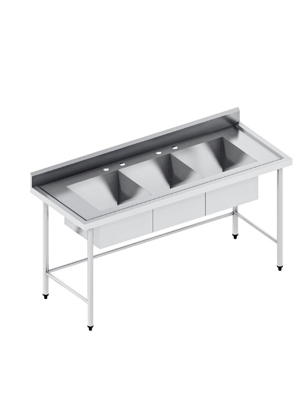 Tarja Triple en Acero Inoxidable (160x70 x 90 cm) TT-1